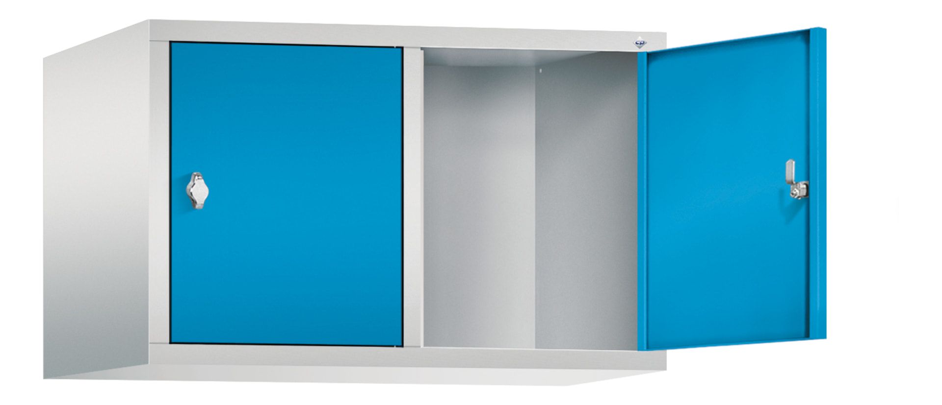 Aufsatzschrank für Spinde und Schließfachschränke, 2 Abteile, Korpus anthrazitgrau, Türen anthrazitgrau, 500 x 810 x 500 mm (HxBxT), Stahlschrank