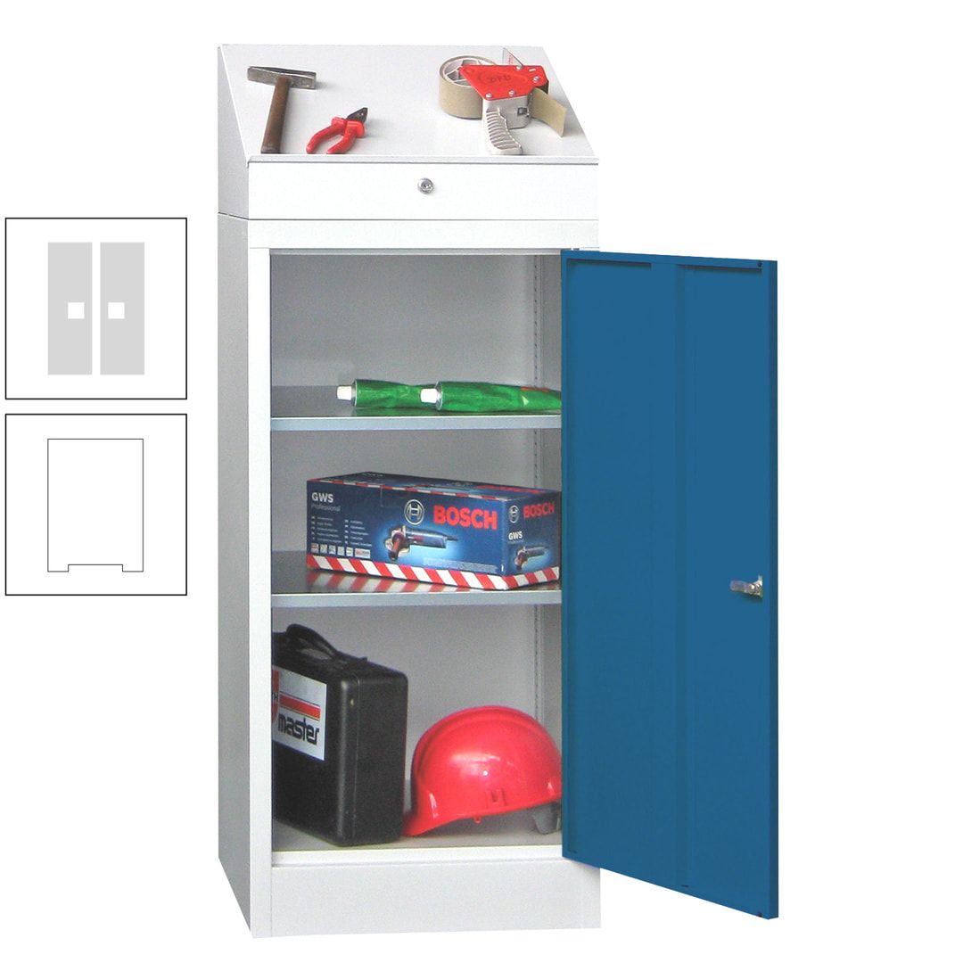 Stehpult mit Schrank - Vollblechtür - Zylinderschloss - 1.270x500x500 mm (HxBxT) - anthrazitgrau