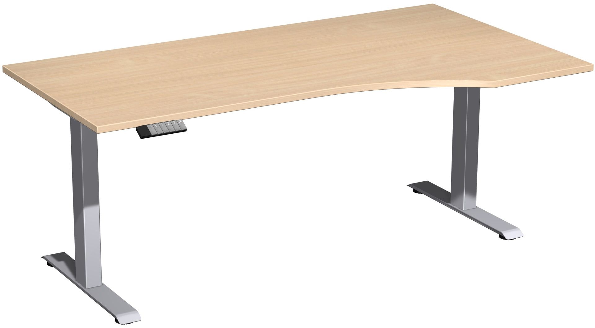 Eckschreibtisch, Ecke rechts, Elevate Basic, elektronisch höhenverstellbar, 730 - 1.230 x 1.800 x 1.000 mm (HxBxT), Gestell anthrazit, Dekor Ahorn