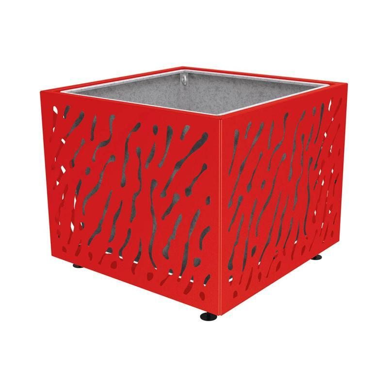 Pflanzbehälter, Stahlblech fvz, einfarbig, innen feuerverzinkt mit Verladungsgriffen, verstellbare Füße, 870 x 990 x 990 mm (HxBxT), enzianblau