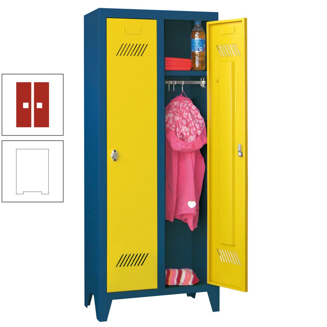 Spindschrank f. Kindergärten - mit Füßen - Höhe 1.300 mm - 2 Abteile a 250 mm - Zylinderschloss - anthrazitgrau