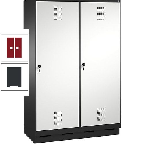 Doppel-Spind, Garderobenschrank, 2 Türen für 4 Abteile a 300 mm, Korpus anthrazitgrau, Türen anthrazitgrau, 1.800 x 1.200 x 500 mm (HxBxT)