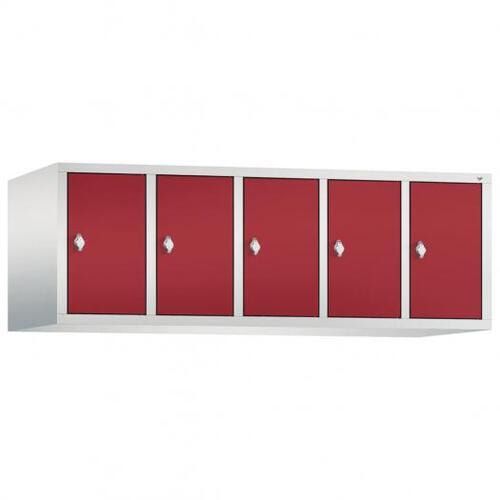 Aufsatzschrank für Spinde und Schließfachschränke, 5 Abteile, Korpus anthrazitgrau, Türen anthrazitgrau, 500 x 1.480 x 500 mm (HxBxT), Stahlschrank