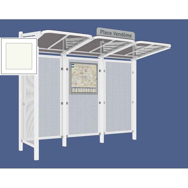 Buswartehalle - Unterstand - Stahlblech Verkleidung links - Fahrplankasten - Haltestellenschild - 2.200 x 3.000 x 1.500 mm (HxBxT) - enzianblau