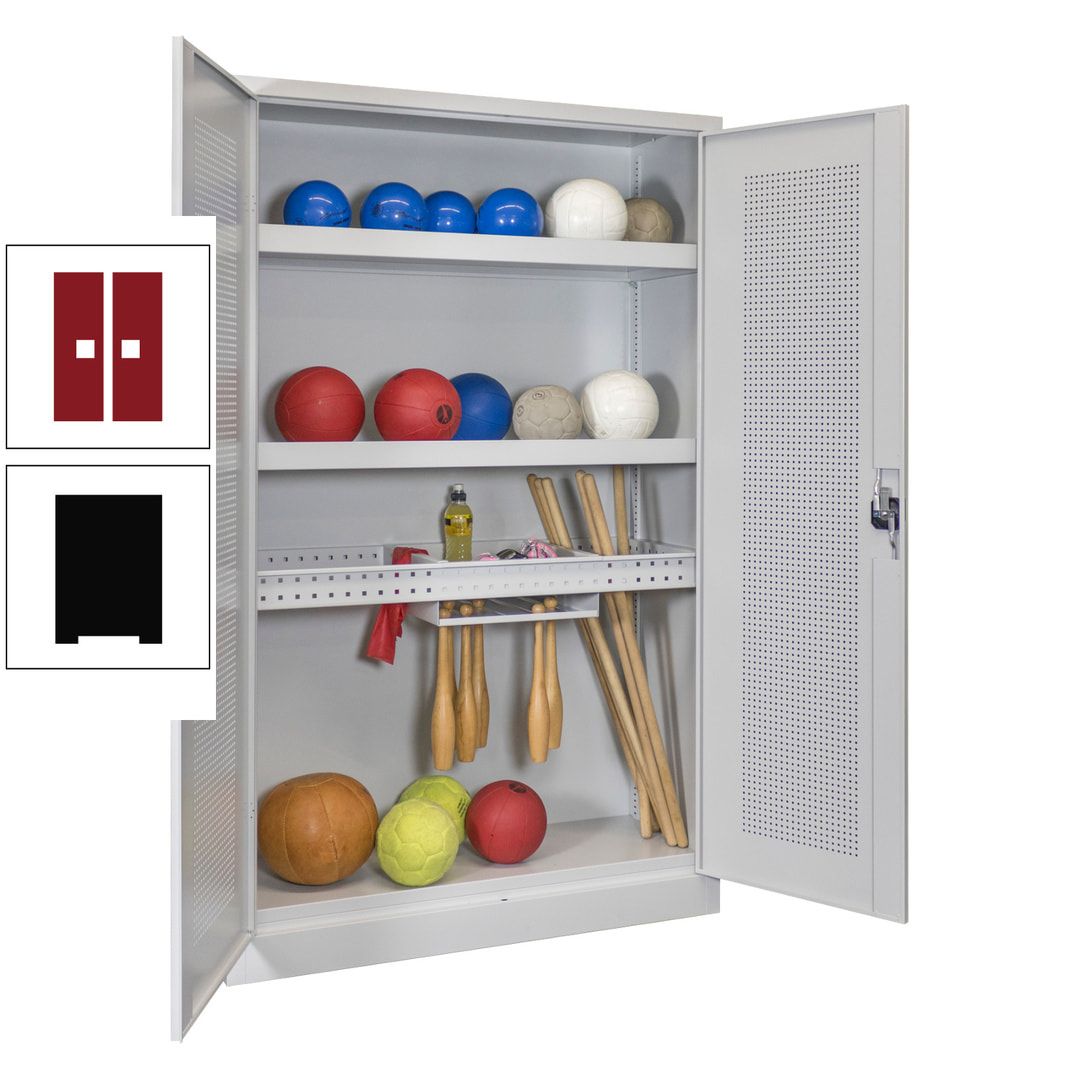 Sportschrank - Lochfeldtüren - Variante 2 - 1.950x1.200x500 mm (HxBxT) - anthrazitgrau