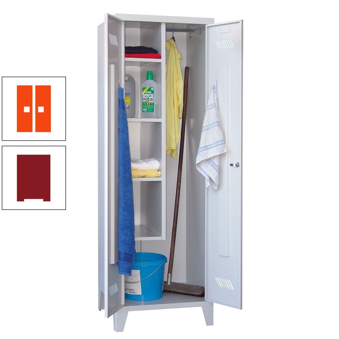 Putzschrank mit Füßen - 1 Abteil mit Trennwand - 1.850x600x500 mm (HxBxT) - Drehriegel - anthrazitgrau