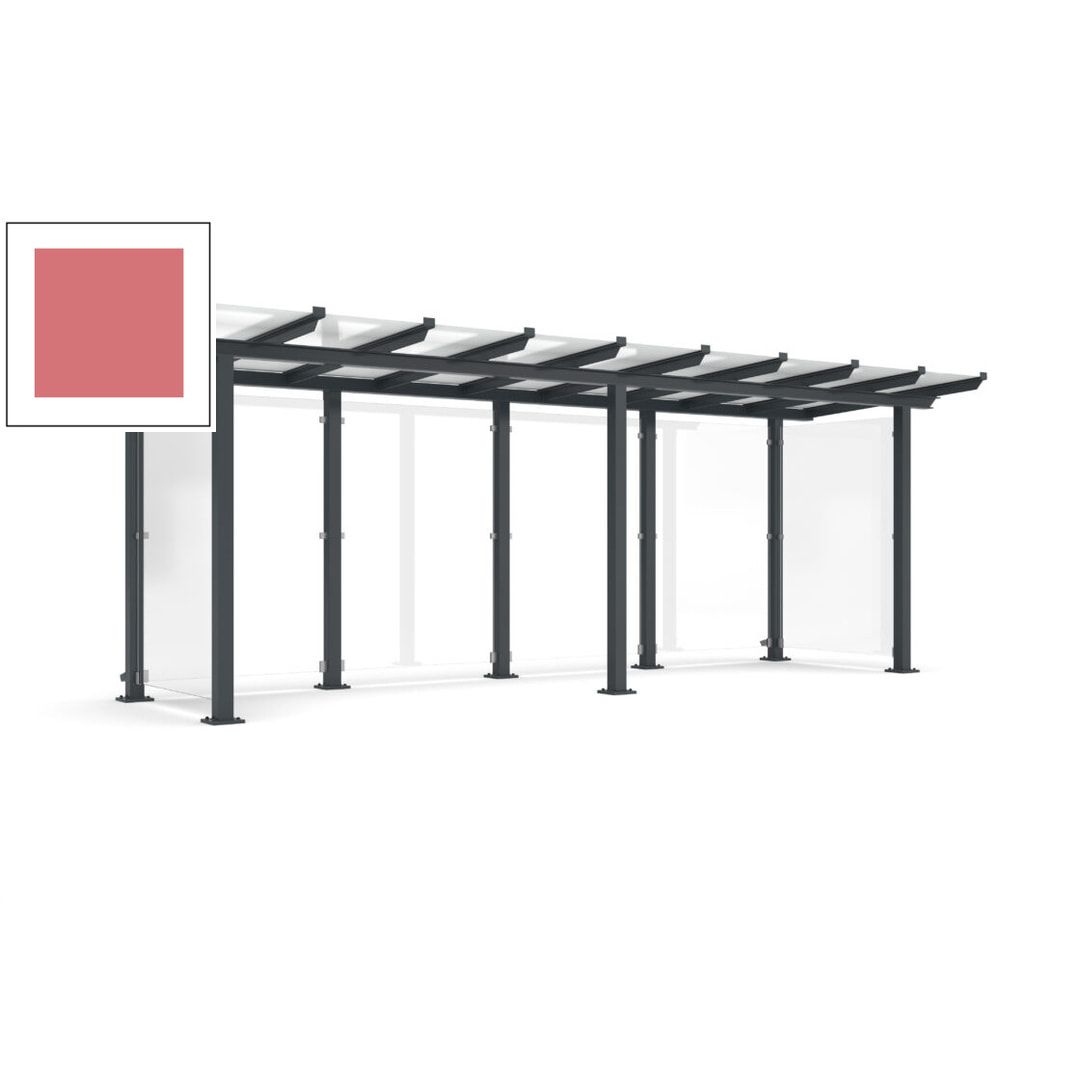 Unterstand mit Pultdach und Sicherheitsglas - feuerverzinkt und farbbeschichtet - 2.435 x 6.850 x 2.090 (HxBxT) - Farbe Achatgrau