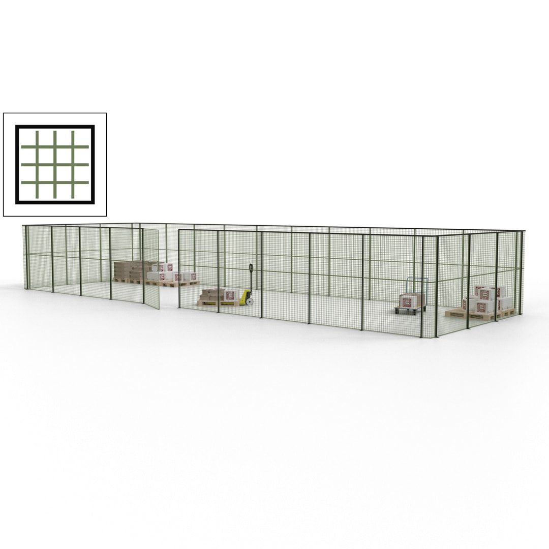 Maschinen Schutzgitter - Hallentrennwand - Sicherheitszaun - Tür - 39 m - 2.200 x 15.400 x 4.900 mm (HxBxT) - enzianblau