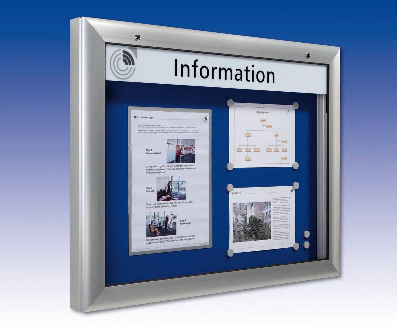 Aluminium Schaukasten, Schaufenster, Auslage, Werbekasten - DIN A1, Hochformat, Magnet Rückwand in anthrazit, 1.025 x 800 x 80 mm (HxBxT)
