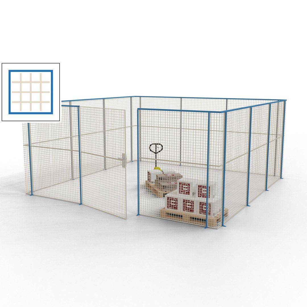 Maschinen Schutzgitter - Hallentrennwand - Sicherheitszaun - Tür - 18 m - 2.200 x 4.900 x 4.900 mm (HxBxT) - enzianblau