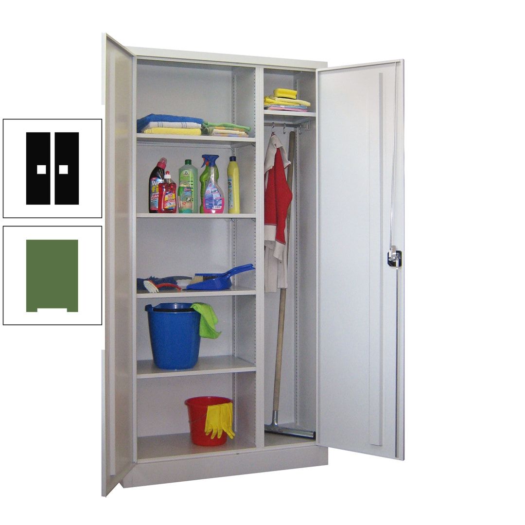 Putzschrank mit Trennwand - 1.950x1.000x400 mm (HxBxT) - Böden pulverbeschichtet - anthrazitgrau