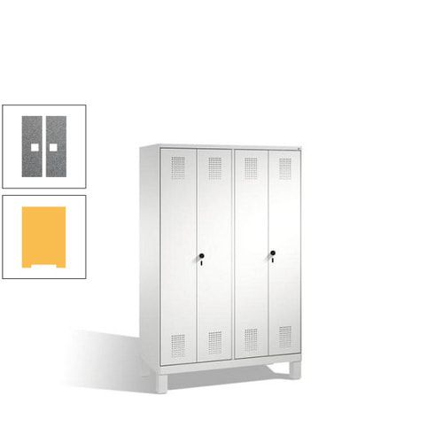 Doppel-Spind, Doppeltüren, Garderobenschrank mit Füßen, 4 Abteile a 300 mm, Korpus anthrazitgrau, Tür anthrazitgrau, 1.850 x 1.200 x 500 mm (HxBxT)