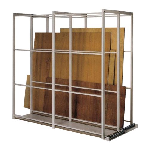 Plattenlager Regal - Anbauregal, 1 Fach - Fachbreite 400 mm - Anlaufrollen - 2.285 x 440 x 2.500 mm (HxBxT) - reinweiß
