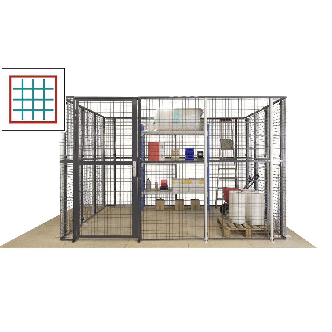Maschinen Schutzgitter - Hallentrennwand - Sicherheitszaun - Tür - 108 m - 2.200 x 33.400 x 21.400 mm (HxBxT) - enzianblau