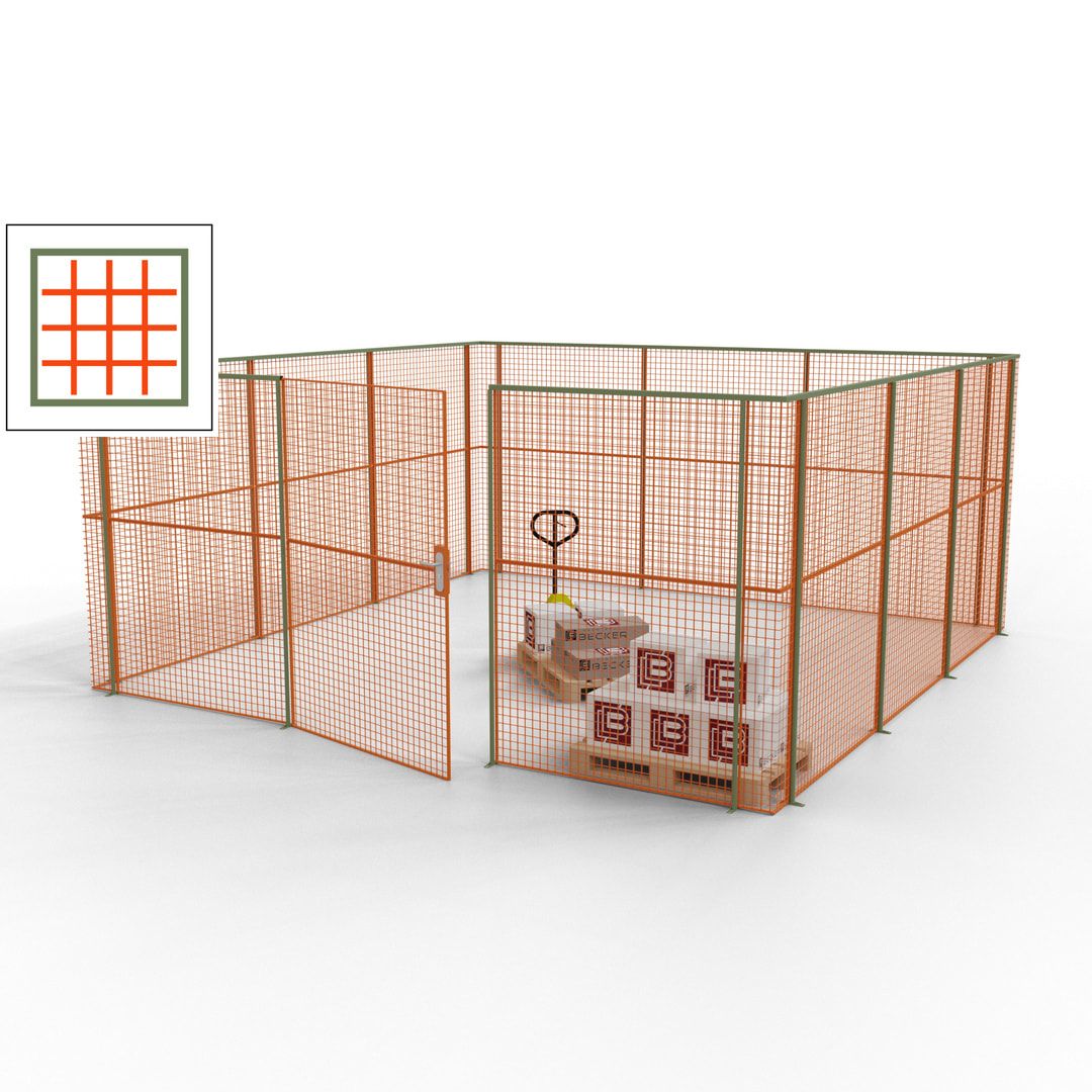 Maschinen Schutzgitter - Hallentrennwand - Sicherheitszaun - Tür - 18 m - 2.200 x 4.900 x 4.900 mm (HxBxT) - enzianblau