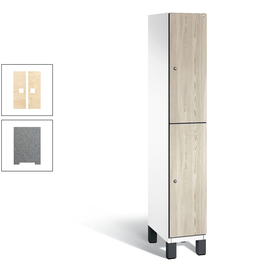 Fächerschrank, Garderobenschrank, mit Füßen, 1 Abteile, 1.980 x 300 x 525 mm (HxBxT), Korpus anthrazitgrau, Tür Donau-Ahorn