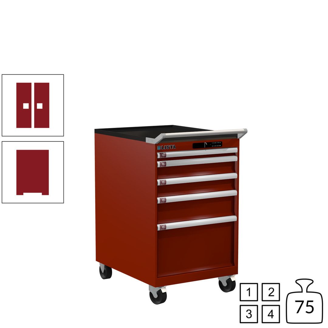 Lista Schubladenschrank - 14.374.010 - 990 x 564 x 725 mm (HxBxT) - 5 Schubladen - 75 kg - Key Lock - lichtblau (RAL 5012)
