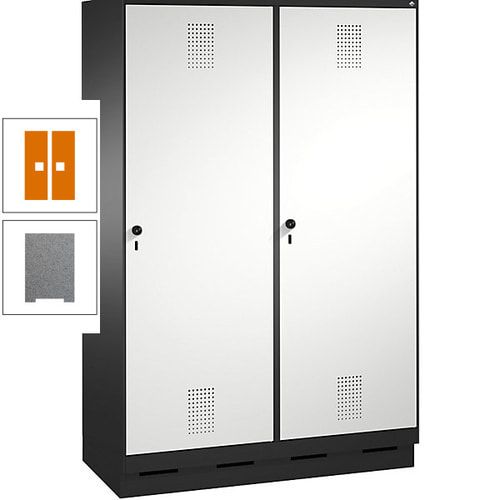 Doppel-Spind, Garderobenschrank, 2 Türen für 4 Abteile a 300 mm, Korpus anthrazitgrau, Türen anthrazitgrau, 1.800 x 1.200 x 500 mm (HxBxT)