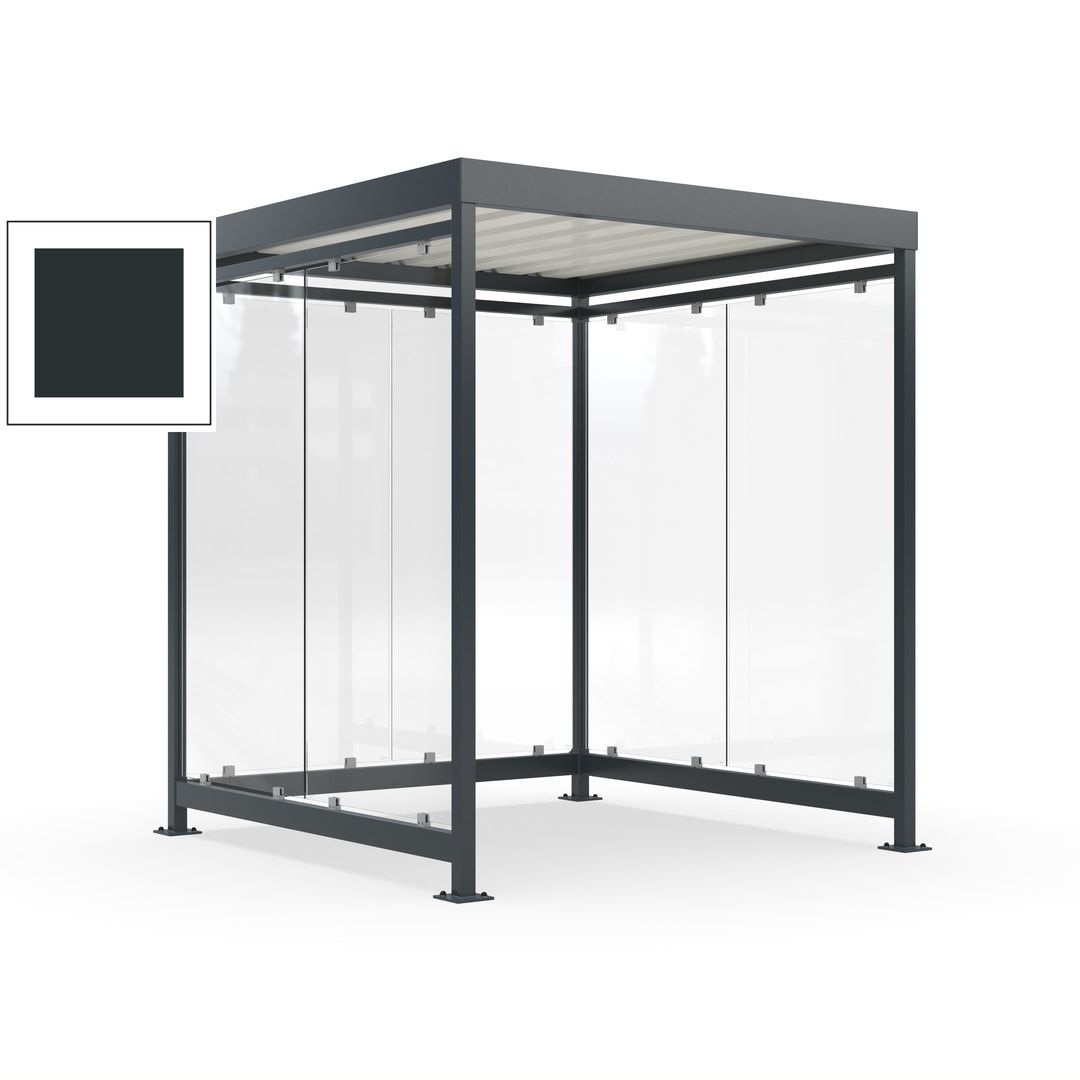Raucherunterstand, Bushaltestelle, 6-7 Personen, 6 Wände, 2.510 x 2.165 x 2.165 mm (HxBxT), Achatgrau