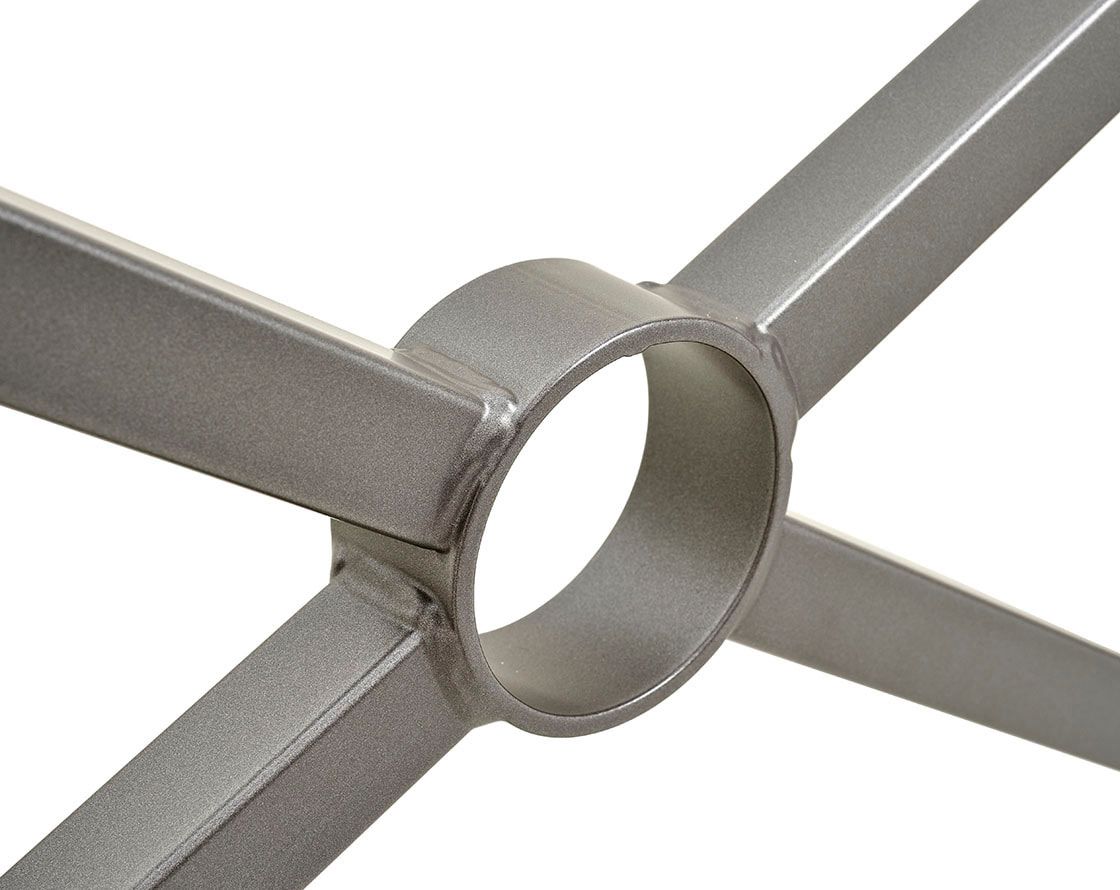 Geländer Kreuz und Kreis - 1.000 x 1.000 mm - abgerundeter Handlauf - Farbe enzianblau - Außengeländer Systemgeländer