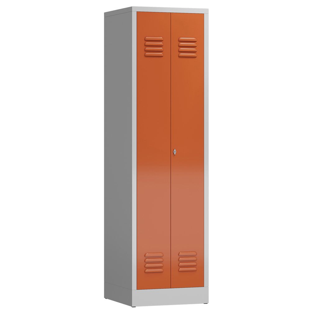Mehrzweckschrank, Garderobenschrank, 2 Abteile, 6 Fächer, 1.800 x 500 x 500 mm (HxBxT), Drehriegel, Stahl, Korpus: lichtgrau, Front: anthrazitgrau