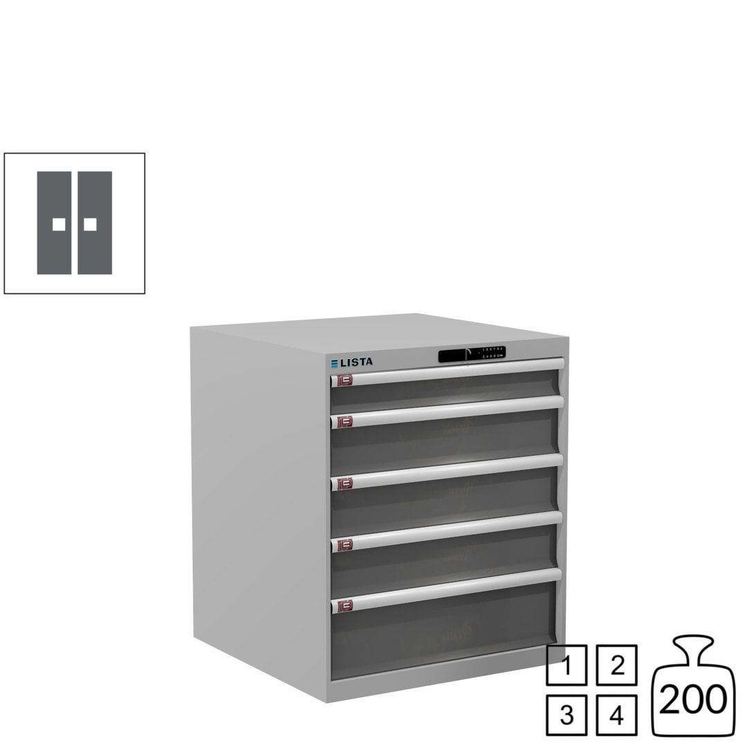 Lista Schubladenschrank - 14.410.010 - 850x717x725 mm (HxBxT) - 5 Schubladen - 75 kg - Key Lock - lichtblau (RAL 5012)