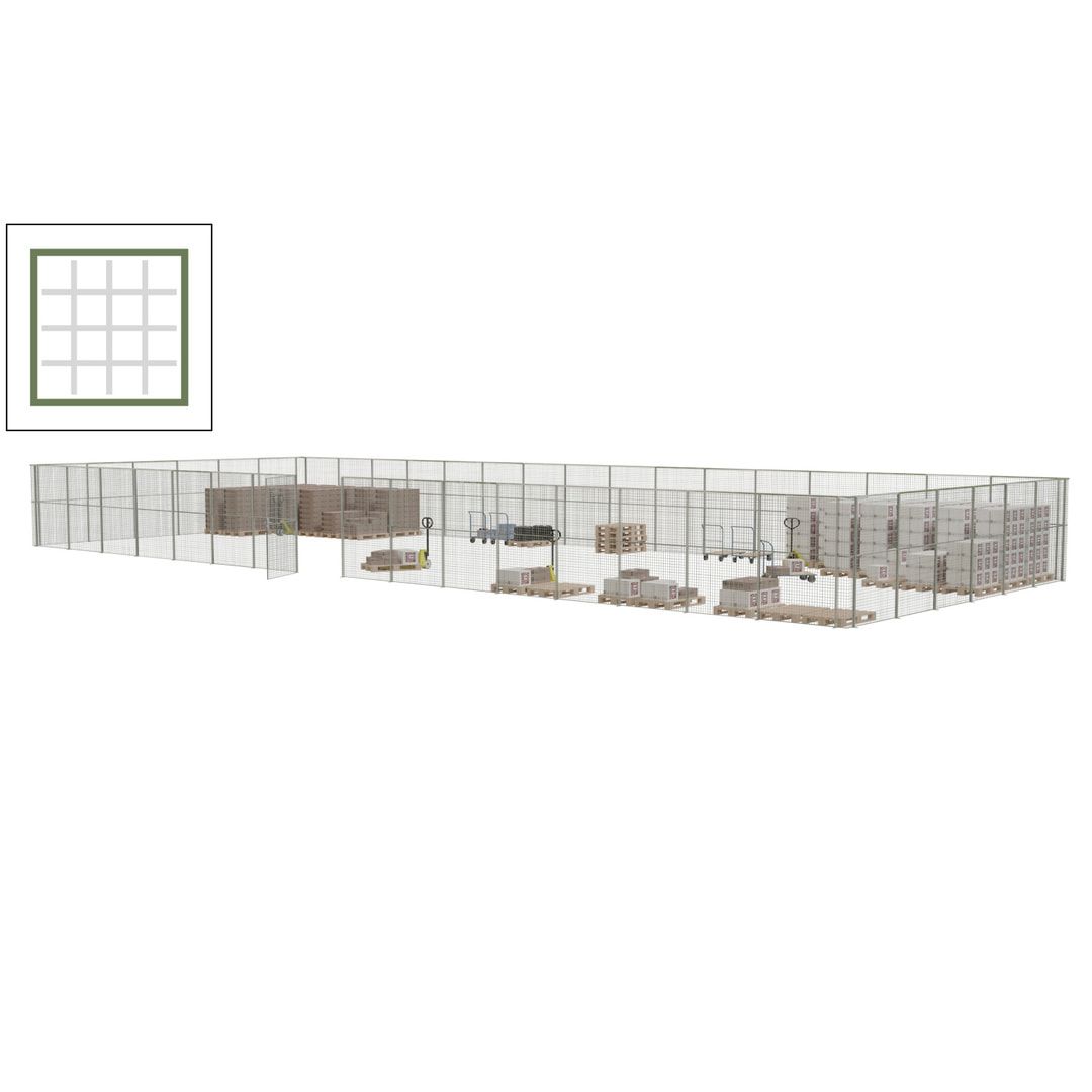 Maschinen Schutzgitter - Hallentrennwand - Sicherheitszaun - Tür - 66 m - 2.200 x 24.400 x 9.400 mm (HxBxT) - enzianblau