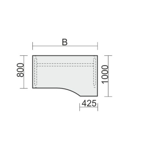 Eckschreibtisch, Ecke rechts, Füße einseitig verkürzt, 4-Fuß Quadrat Pro, höhenverstellbar, 680-800 x 1.600 x 1.000 mm (HxBxT), Dekor Ahorn