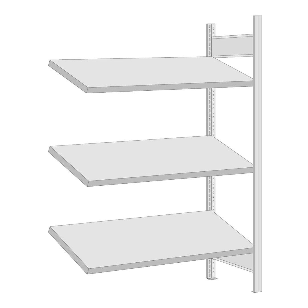 Schrägbodenregal - 150 kg - 3 Fachböden - 2.000 x 1.005 x 600 mm (HxBxT) - Anbauregal - verzinkt - Steckregal BERT