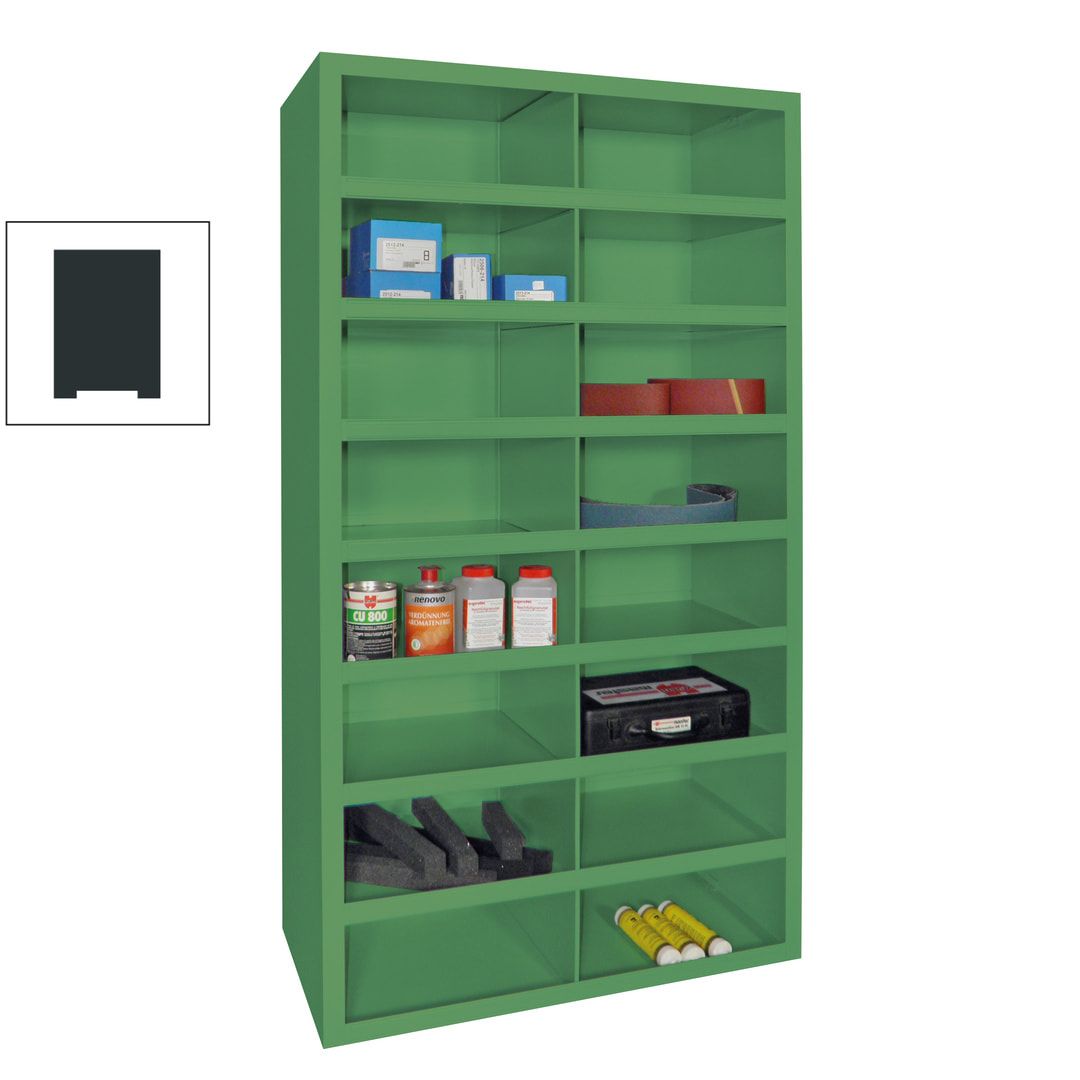 Fächerregal - Sortierstation - Ordnungsregal - 16 Fächer - Materialschrank - 1.800 x 1.000 x 500 mm (HxBxT) - Farbe anthrazitgrau