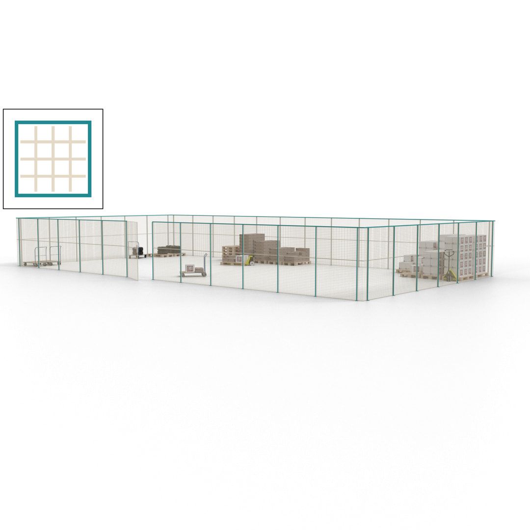 Maschinen Schutzgitter - Hallentrennwand - Sicherheitszaun - Tür - 54 m - 2.200 x 18.400 x 9.400 mm (HxBxT) - enzianblau
