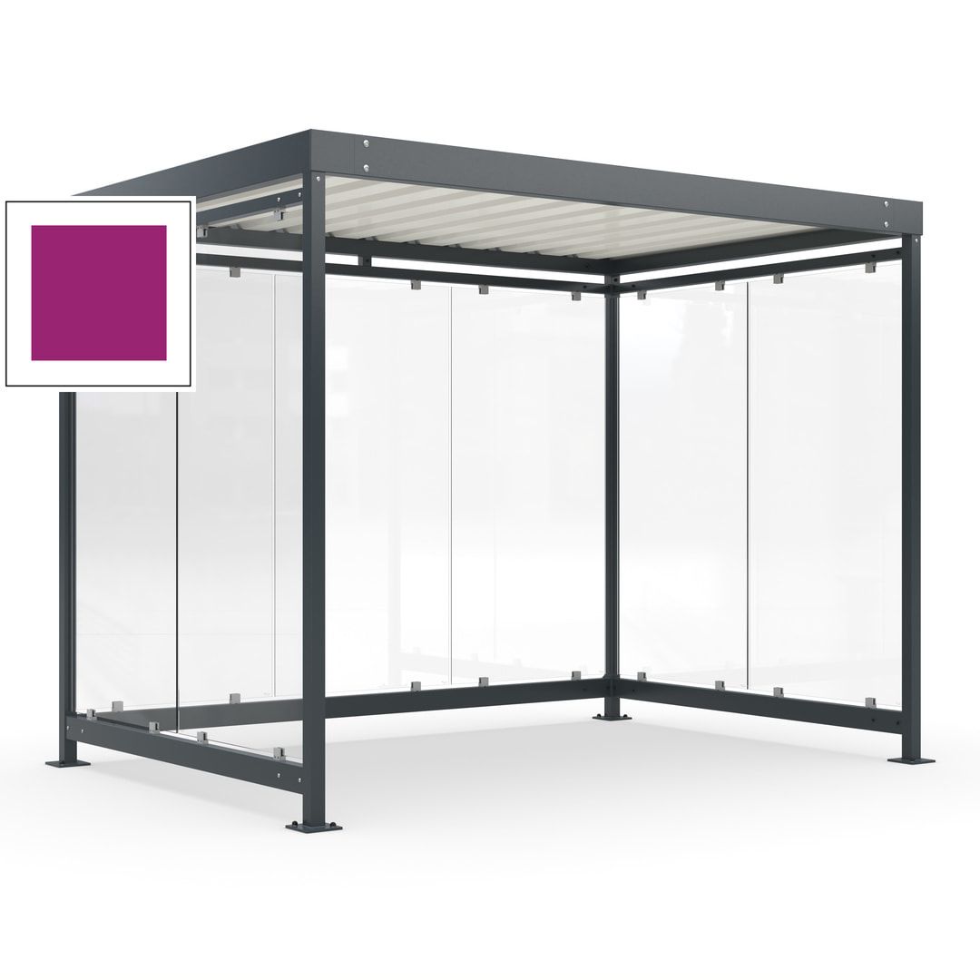 Raucherunterstand, Bausatz, Fahrgastunterstand, Bushaltestelle, 2.510 x 3.180 x 2.165 mm (HxBxT), 7 Wände, Achatgrau