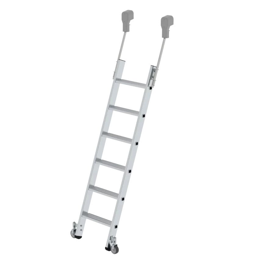 Aluminium Regalleiter - fahrbar - Länge 1.690 mm - 6 Stufen