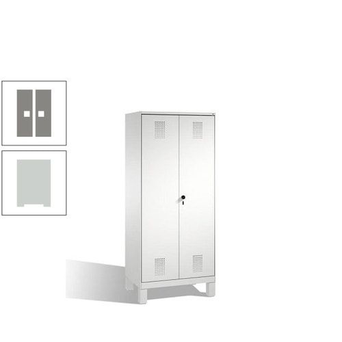 Doppel-Spind, Doppeltüren, Garderobenschrank mit Füßen, 2 Abteile a 400 mm, Korpus anthrazitgrau, Tür anthrazitgrau, 1.850 x 800 x 500 mm (HxBxT)