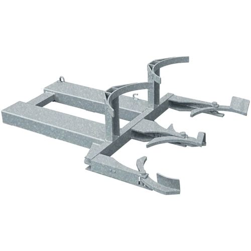 Eichinger Fassheber für Stapler, Kunststoff-Fässer, Kapazität 1 x 120 l Fass, Traglast 300 kg, Kettensicherung, Farbe: anthrazitgrau (RAL 7016)