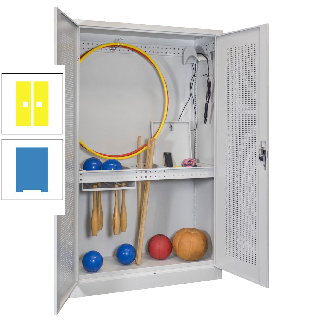 Sportschrank - Lochfeldtüren - Variante 1 - 1.950x1.200x500 mm (HxBxT) - anthrazitgrau