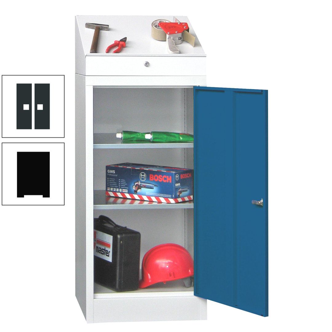 Stehpult mit Schrank - Vollblechtür - Zylinderschloss - 1.270x500x500 mm (HxBxT) - anthrazitgrau