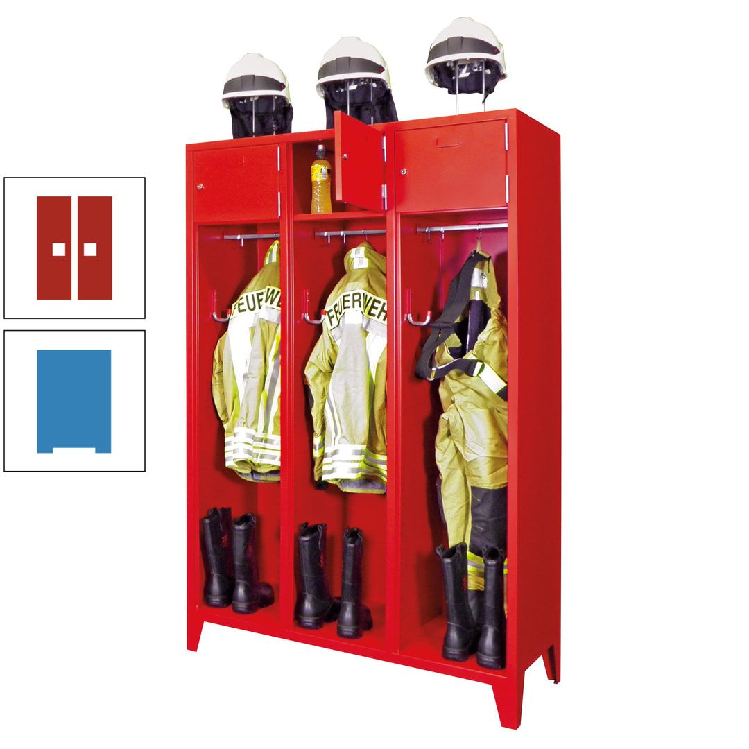 Feuerwehrschrank - 2 Abteile - Ablagefach mit Tür, Etikettenrahmen - 2.100 x 830 x 500 mm (HxBxT) - anthrazitgrau