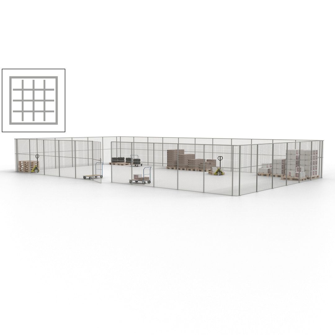 Maschinen Schutzgitter - Hallentrennwand - Sicherheitszaun - Tür - 51 m - 2.200 x 16.900 x 9.400 mm (HxBxT) - enzianblau
