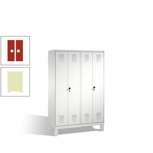 Doppel-Spind, Doppeltüren, Garderobenschrank mit Füßen, 4 Abteile a 300 mm, Korpus anthrazitgrau, Tür anthrazitgrau, 1.850 x 1.200 x 500 mm (HxBxT)