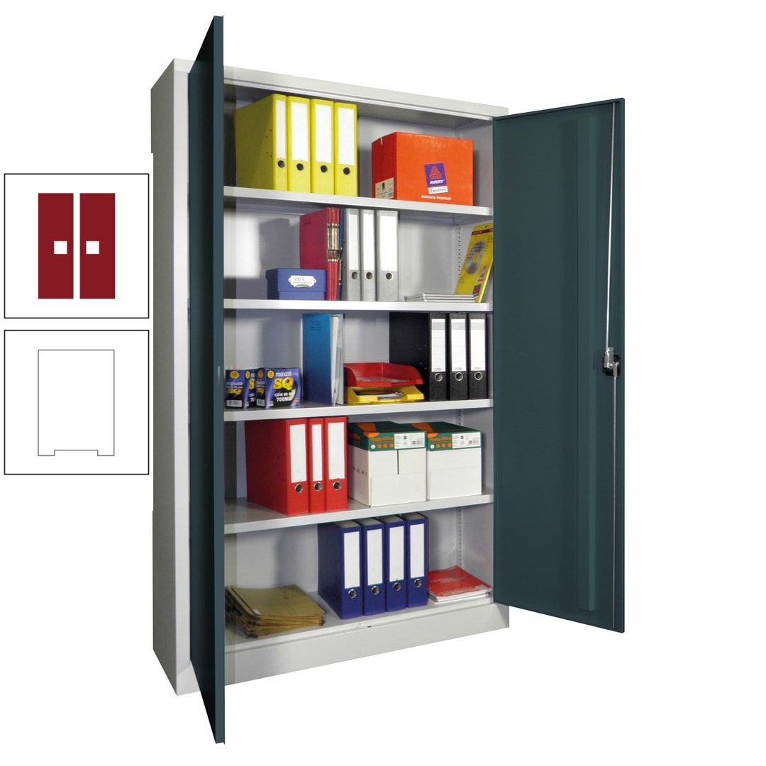 Aktenschrank - Vollblechtüren - 1.950x1.200x400 mm (HxBxT) - 4 Einlegeböden verzinkt - Zylinderschloss - anthrazitgrau