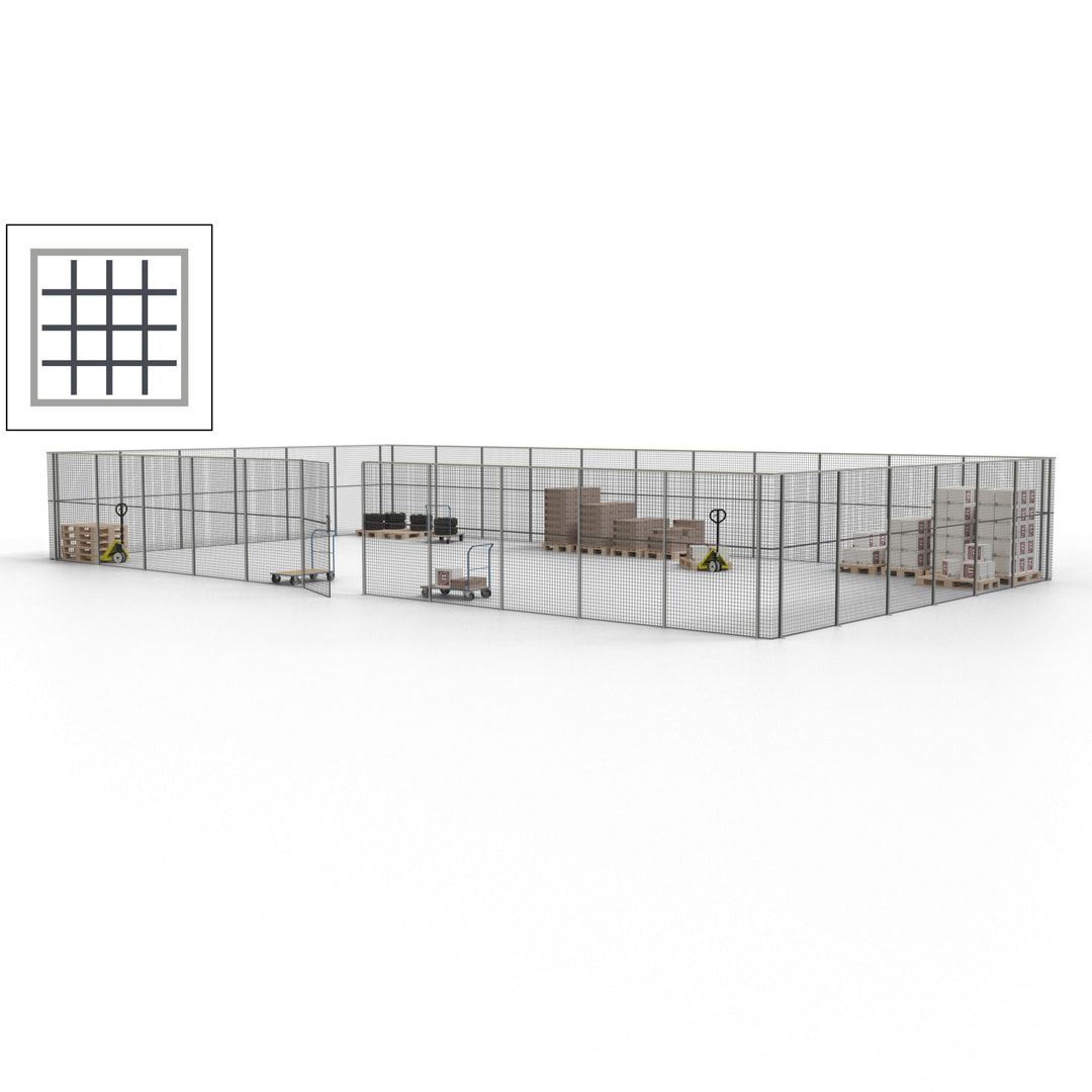 Maschinen Schutzgitter - Hallentrennwand - Sicherheitszaun - Tür - 51 m - 2.200 x 16.900 x 9.400 mm (HxBxT) - enzianblau