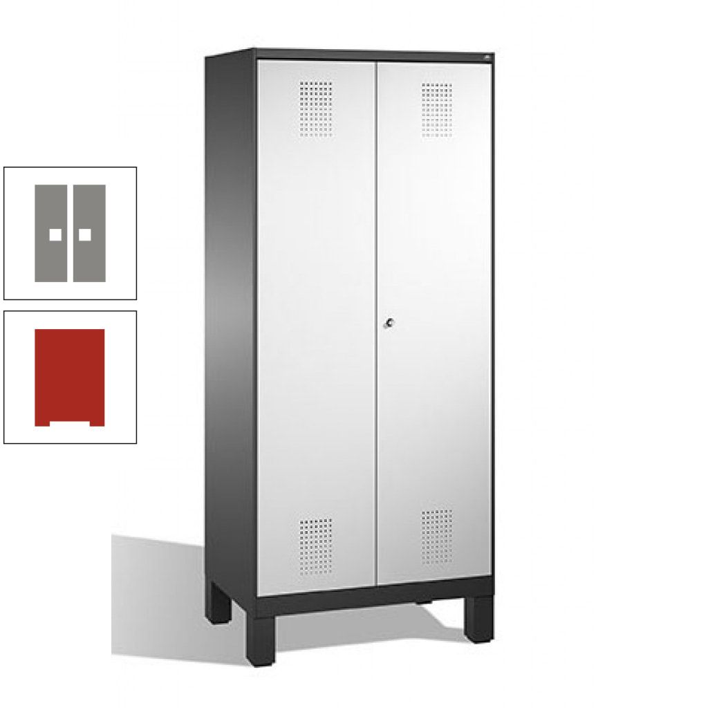 Mehrzweckschrank, Doppeltüren, auf Füßen, 2 Abteile a 400 mm, Korpus anthrazitgrau, Tür anthrazitgrau, 1.850 x 800 x 500 mm (HxBxT)