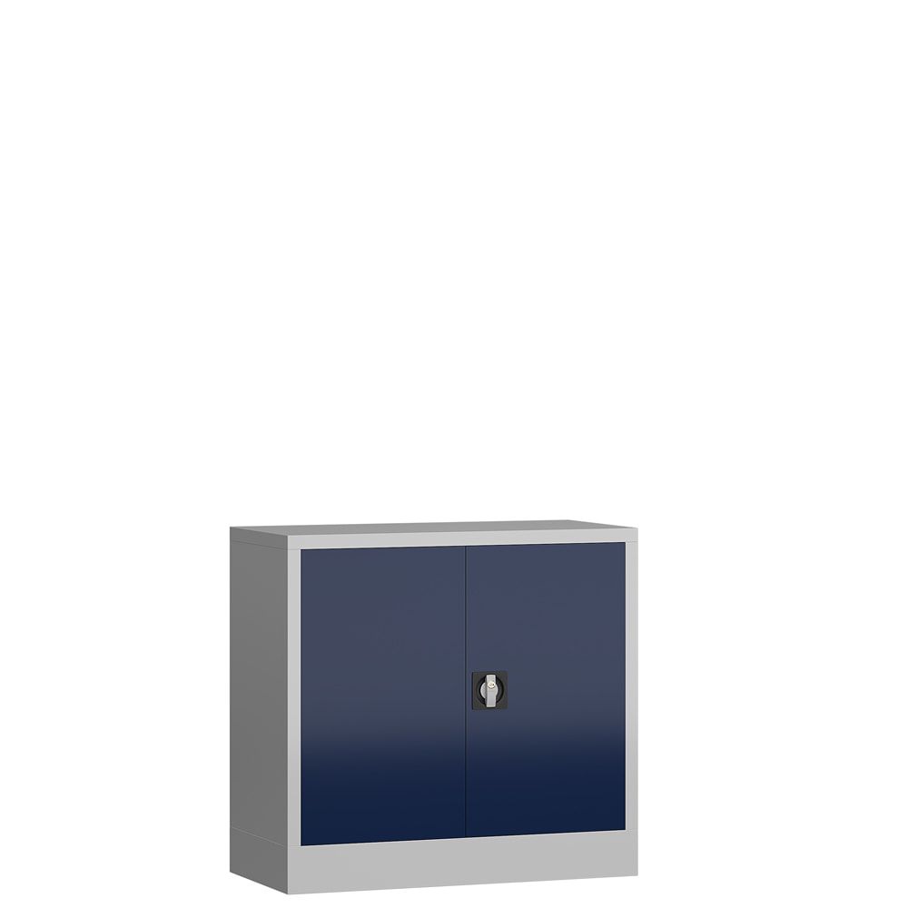 Aktenschrank, Büroschrank, abschließbar, Flügeltüren, 1 Fachboden, 750 x 800 x 380 mm (HxBxT), Stahl, Korpus und Türen lichtgrau