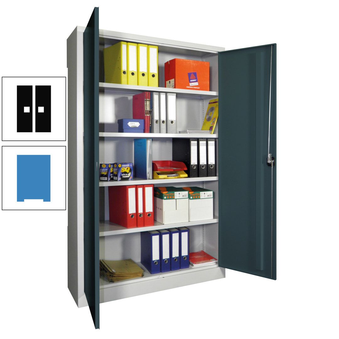 Aktenschrank - Vollblechtüren - 1.950x1.200x400 mm (HxBxT) - 4 Einlegeböden verzinkt - Zylinderschloss - anthrazitgrau