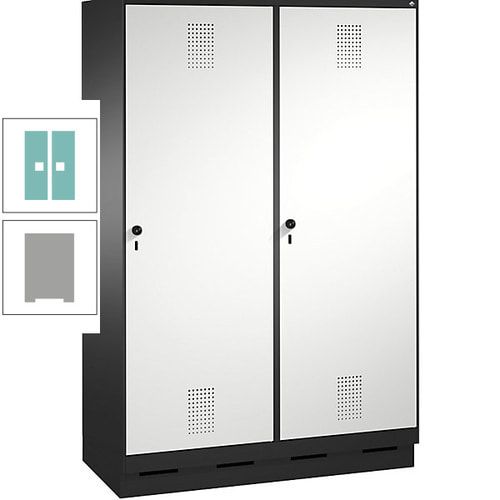 Doppel-Spind, Garderobenschrank, 2 Türen für 4 Abteile a 300 mm, Korpus anthrazitgrau, Türen anthrazitgrau, 1.800 x 1.200 x 500 mm (HxBxT)