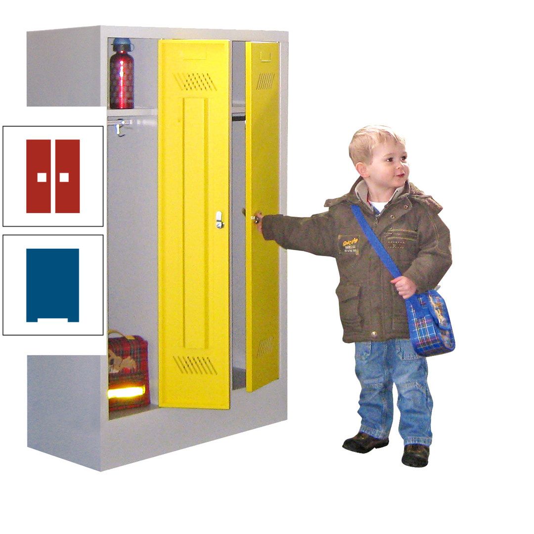 Spindschrank f. Kindergärten - mit Sockel - Höhe 1.300 mm - 2 Abteile a 250 mm - Drehriegel - anthrazitgrau