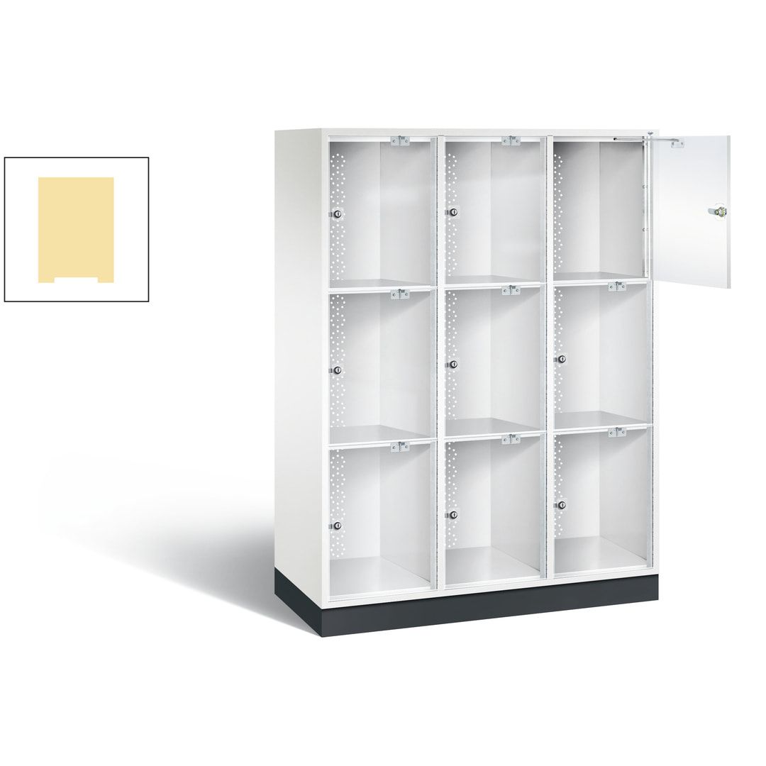 Schließfachschrank, Fächerschrank mit Türen aus Acrylglas, 2 Abteile, 6 Fächer, Zylinderschloss, 1.750 x 1.220 x 500 mm (HxBxT), Korpus anthrazitgrau