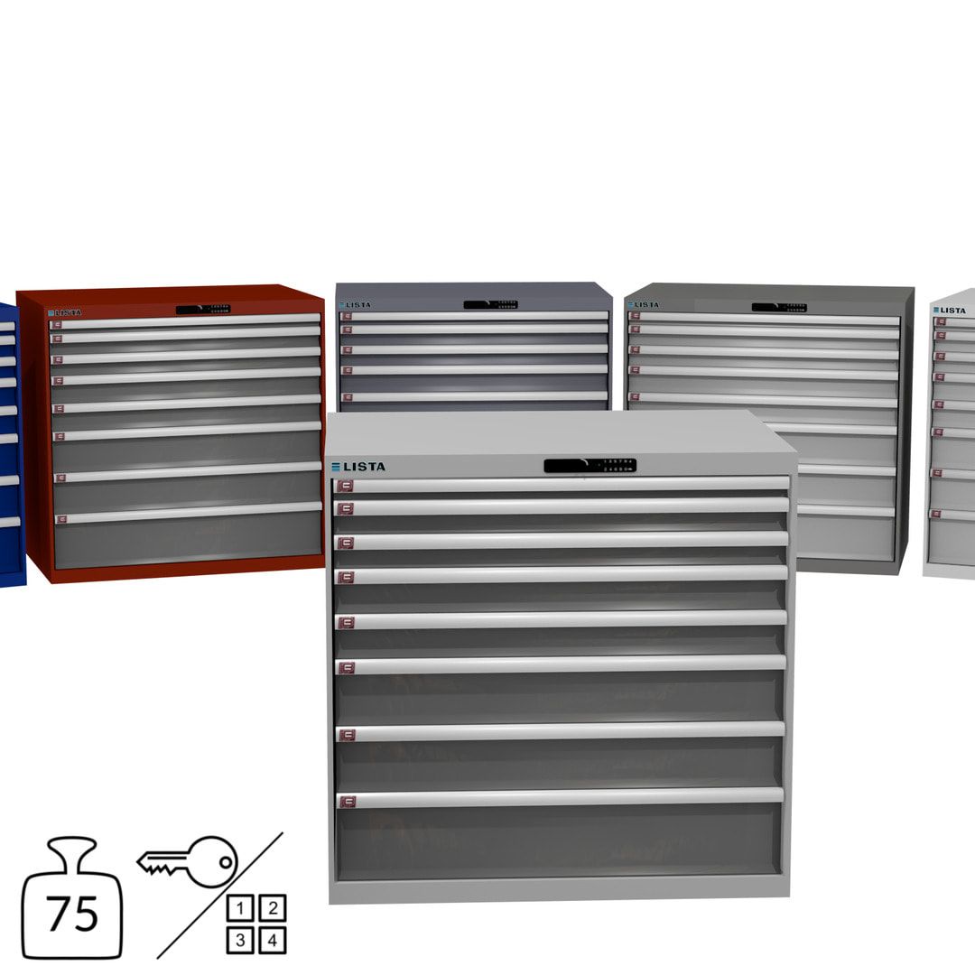 Lista Schubladenschrank - 12.541.010 - 1.000x1.023x725 mm (HxBxT) - 8 Schubladen - 200 kg - Key Lock - lichtblau (RAL 5012)