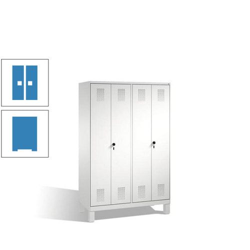 Doppel-Spind, Doppeltüren, Garderobenschrank mit Füßen, 4 Abteile a 300 mm, Korpus anthrazitgrau, Tür anthrazitgrau, 1.850 x 1.200 x 500 mm (HxBxT)